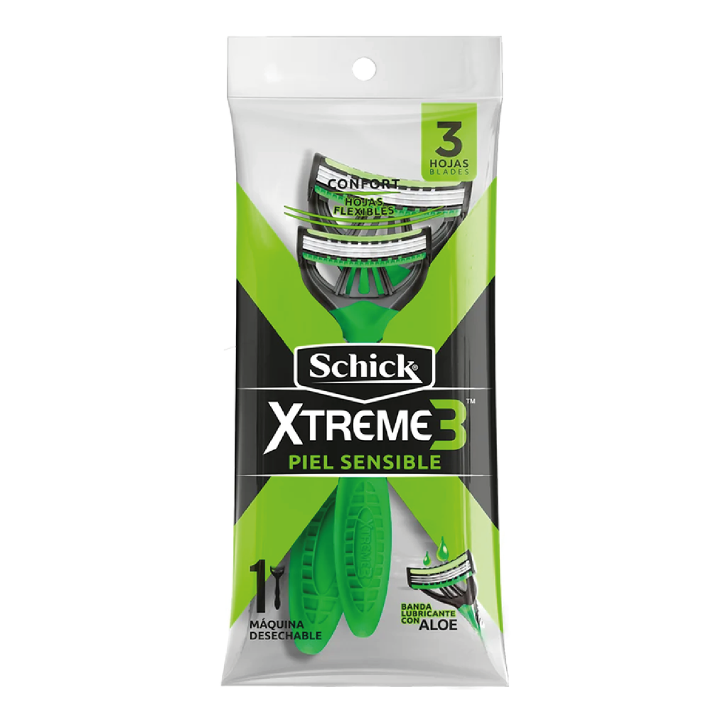 Máquina de afeitar piel sensible SCHICK XTREME3 1x12un