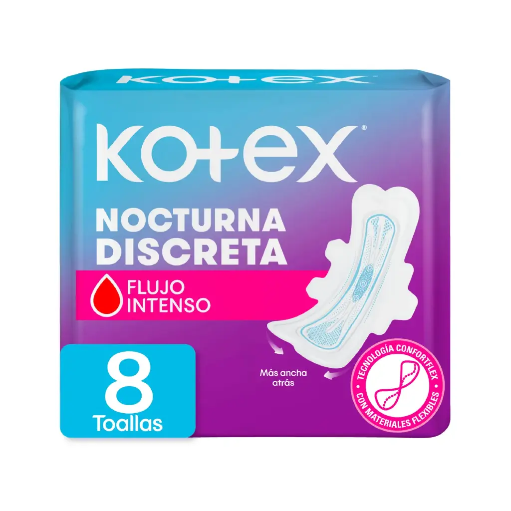 Toalla Femenina Noctura Discreta C/A KOTEX  12x8un