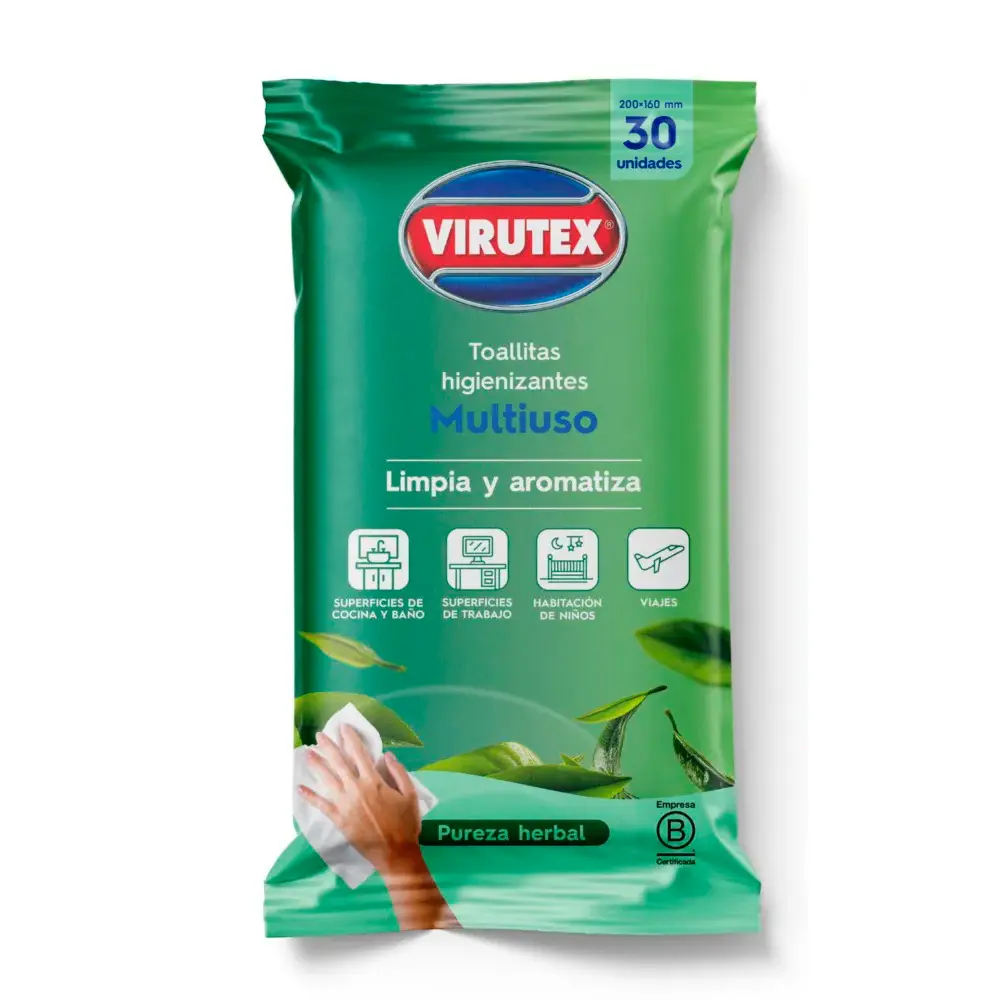 Toalla Higienizante Pouch Pureza Herbal Virutex 14x30un
