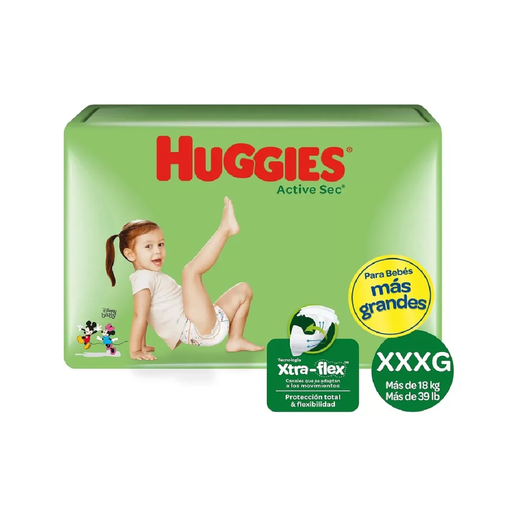 [12371F] Pañal Active Sec XXXG Smurf HUGGIES 10un