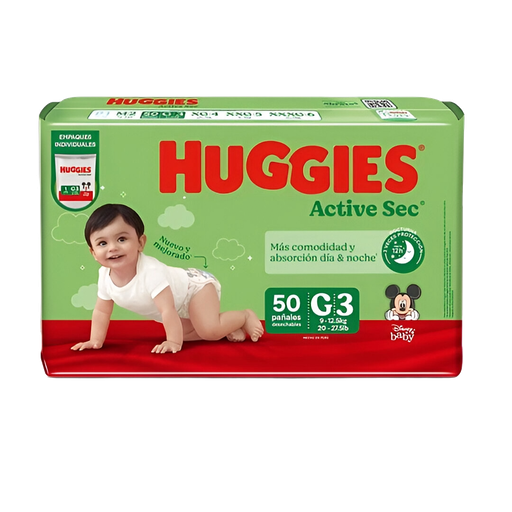 [12421] Pañal Active Sec Almacén XG HUGGIES 2x50x1u